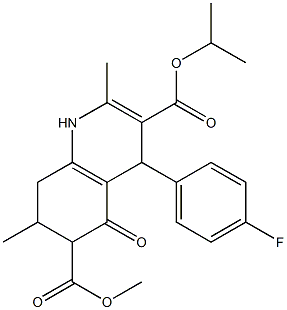 3-isopropyl 6-methyl 4-(4-fluorophenyl)-2,7-dimethyl-5-oxo-1,4,5,6,7,8-hexahydroquinoline-3,6-dicarboxylate Structure