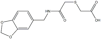 2-((2-((benzo[d][1,3]dioxol-5-ylmethyl)amino)-2-oxoethyl)thio)acetic acid Structure