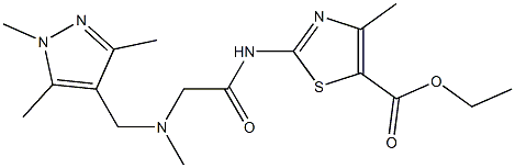 ethyl 4-methyl-2-(2-(methyl((1,3,5-trimethyl-1H-pyrazol-4-yl)methyl)amino)acetamido)thiazole-5-carboxylate Structure