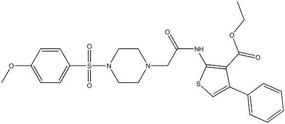 ethyl 2-(2-(4-((4-methoxyphenyl)sulfonyl)piperazin-1-yl)acetamido)-4-phenylthiophene-3-carboxylate Structure