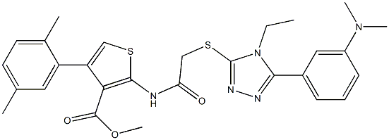 methyl 2-(2-((5-(3-(dimethylamino)phenyl)-4-ethyl-4H-1,2,4-triazol-3-yl)thio)acetamido)-4-(2,5-dimethylphenyl)thiophene-3-carboxylate Structure