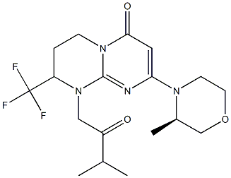 1-(3-methyl-2-oxobutyl)-8-((R)-3-methylmorpholino)-2-(trifluoromethyl)-3,4-dihydro-1H-pyrimido[1,2-a]pyrimidin-6(2H)-one Structure