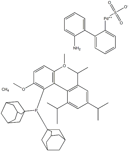 Methanesulfonato [2-(Di-1-adamantylphosphino)-2',4',6'-triisopropyl-3,6-dimethoxybiphenyl][2-(2'-amino-1,1'-biphenyl)]palladium(II) 구조식 이미지