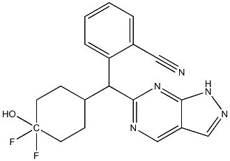 2-[1-(4,4-Difluoro-cyclohexyl)-4-hydroxy-1H-pyrazolo[3,4-d]pyrimidin-6-ylmethyl]-benzonitrile 구조식 이미지