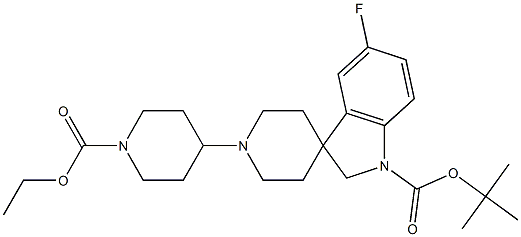tert-butyl 1'-(1-(ethoxycarbonyl)piperidin-4-yl)-5-fluorospiro[indoline-3,4'-piperidine]-1-carboxylate Structure