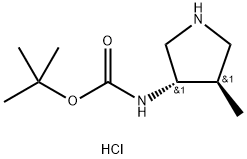 (3S,4R)-(4-Methyl-pyrrolidin-3-yl)-carbamic acid tert-butyl ester hydrochloride Structure