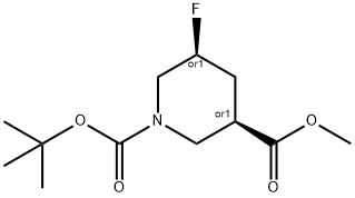 cis-5-Fluoro-piperidine-1,3-dicarboxylic acid 1-tert-butyl ester 3-methyl ester Structure