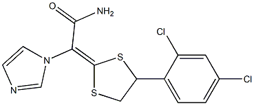 (E)-2-(4-(2,4-dichlorophenyl)-1,3-dithiolan-2-ylidene)-2-(1H-imidazol-1-yl)acetamide 구조식 이미지