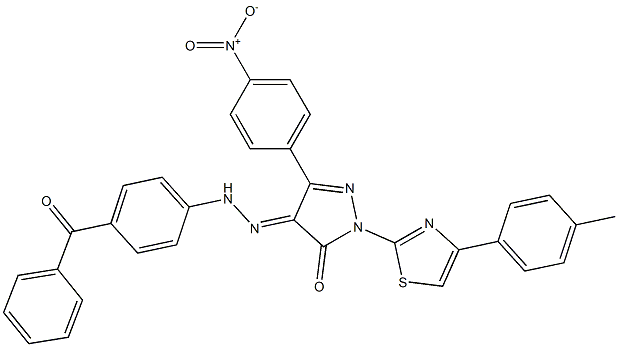 4-[(4-benzoylphenyl)hydrazono]-2-[4-(4-methylphenyl)-1,3-thiazol-2-yl]-5-(4-nitrophenyl)-2,4-dihydro-3H-pyrazol-3-one Structure