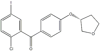 (R)-(2-Chloro-5-iodophenyl)(4-(tetrahydrofuran-3-yloxy)phenyl)methanone 구조식 이미지