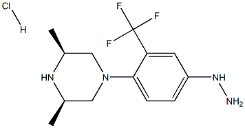 (3R,5S)-1-(4-hydrazinyl-2-(trifluoromethyl)phenyl)-3,5-dimethylpiperazine hydrochloride Structure