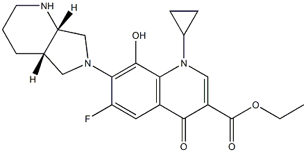 ethyl 1-cyclopropyl-6-fluoro-7-((4aS,7aS)-hexahydro-1H-pyrrolo[3,4-b]pyridin-6(2H)-yl)-8-hydroxy-4-oxo-1,4-dihydroquinoline-3-carboxylate 구조식 이미지