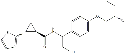 (1R,2R)-N-(2-hydroxy-1-(4-((S)-2-methylbutoxy)phenyl)ethyl)-2-(thiophen-2-yl)cyclopropanecarboxamide Structure