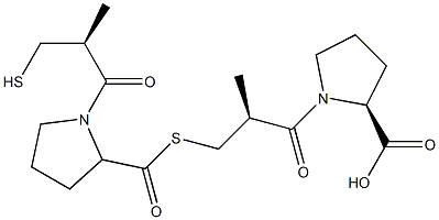 (2S)-1-[(2S)-3-[[[(2S)-1-[(2S)-2-methyl-3-sulfanylpropanoyl]pyrrolidin-2-yl]carbonyl]sulfanyl]-2-methylpropanoyl]pyrrolidine-2-carboxylic acid Structure