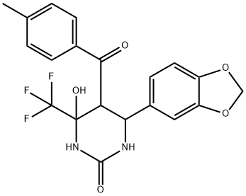 6-(1,3-benzodioxol-5-yl)-4-hydroxy-5-(4-methylbenzoyl)-4-(trifluoromethyl)tetrahydro-2(1H)-pyrimidinone 구조식 이미지