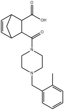 3-(4-(2-methylbenzyl)piperazine-1-carbonyl)bicyclo[2.2.1]hept-5-ene-2-carboxylic acid 구조식 이미지