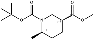 Trans-6-Methyl-Piperidine-1,3-Dicarboxylic Acid 1-Tert-Butyl Ester 3-Methyl Ester Structure