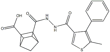 3-(2-(5-methyl-4-phenylthiophene-3-carbonyl)hydrazinecarbonyl)bicyclo[2.2.1]heptane-2-carboxylic acid 구조식 이미지