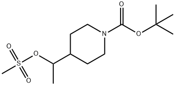 4-[1-[(Methylsulfonyl)oxy]ethyl]-1-piperidinecarboxylic acid 1,1-dimethylethyl ester 구조식 이미지