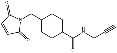 4-((2,5-Dioxo-2,5-dihydro-1H-pyrrol-1-yl)methyl)-N-(prop-2-yn-1-yl)cyclohexanecarboxamide 구조식 이미지