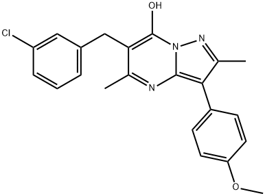 6-(3-chlorobenzyl)-3-(4-methoxyphenyl)-2,5-dimethylpyrazolo[1,5-a]pyrimidin-7-ol 구조식 이미지