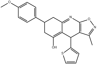 7-(4-methoxyphenyl)-3-methyl-4-(thiophen-2-yl)-4,6,7,8-tetrahydroisoxazolo[5,4-b]quinolin-5-ol Structure