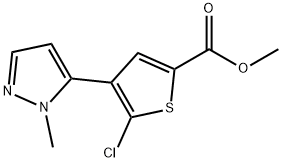 2-Thiophenecarboxylic acid, 5-chloro-4-(1-methyl-1H-pyrazol-5-yl)-, methyl ester Structure