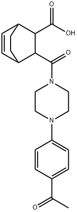 3-(4-(4-acetylphenyl)piperazine-1-carbonyl)bicyclo[2.2.2]oct-5-ene-2-carboxylic acid Structure