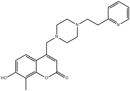 7-hydroxy-8-methyl-4-({4-[2-(pyridin-2-yl)ethyl]piperazin-1-yl}methyl)-2H-chromen-2-one Structure