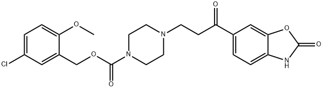 5-Chloro-2-methoxybenzyl 4-(3-oxo-3-(2-oxo-2,3-dihydrobenzo[d]oxazol-6-yl)propyl)piperazine-1-carboxylate Structure