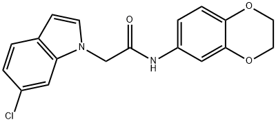 2-(6-chloro-1H-indol-1-yl)-N-(2,3-dihydro-1,4-benzodioxin-6-yl)acetamide 구조식 이미지
