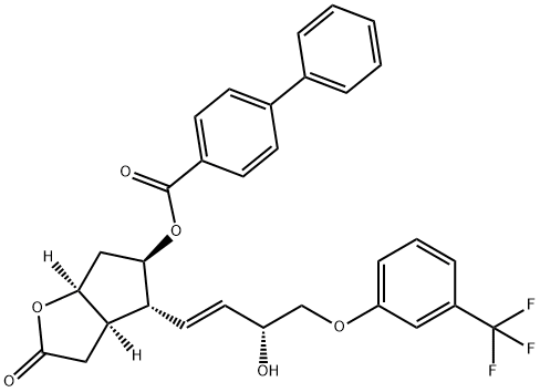 [1,1'-Biphenyl]-4-carboxylic acid, (3aR,4R,5R,6aS)-hexahydro-4-[(1E,3R)-3-hydroxy-4-[3-(trifluoromethyl)phenoxy]-1-buten-1-yl]-2-oxo-2H-cyclopenta[b]furan-5-yl ester Structure
