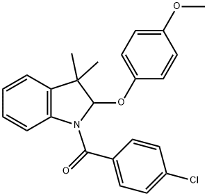 (4-Chlorophenyl)(2-(4-methoxyphenoxy)-3,3-dimethylindolin-1-yl)methanone Structure