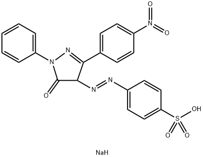 sodium (E)-4-((3-(4-nitrophenyl)-5-oxo-1-phenyl-4,5-dihydro-1H-pyrazol-4-yl)diazenyl)benzenesulfonate 구조식 이미지