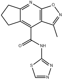 3-methyl-N-[(2E)-1,3,4-thiadiazol-2(3H)-ylidene]-6,7-dihydro-5H-cyclopenta[b][1,2]oxazolo[4,5-e]pyridine-4-carboxamide 구조식 이미지
