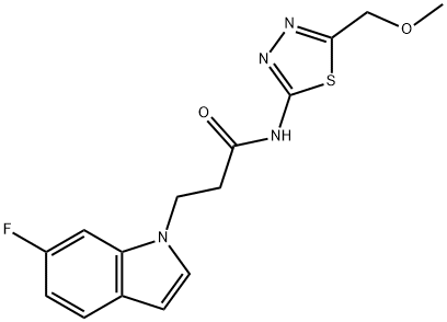 3-(6-fluoro-1H-indol-1-yl)-N-[(2E)-5-(methoxymethyl)-1,3,4-thiadiazol-2(3H)-ylidene]propanamide 구조식 이미지