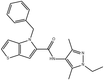4-benzyl-N-(1-ethyl-3,5-dimethyl-1H-pyrazol-4-yl)-4H-thieno[3,2-b]pyrrole-5-carboxamide 구조식 이미지