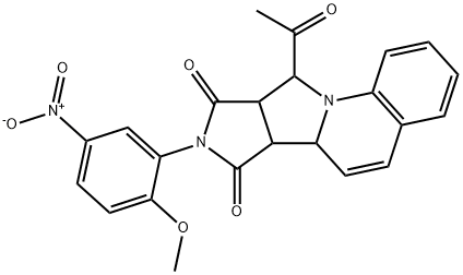 10-acetyl-8-(2-methoxy-5-nitrophenyl)-9a,10-dihydro-6aH-pyrrolo[3',4':3,4]pyrrolo[1,2-a]quinoline-7,9(6bH,8H)-dione Structure