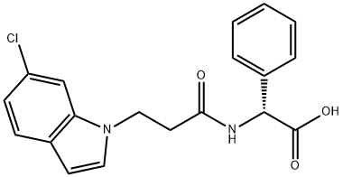 (2R)-{[3-(6-chloro-1H-indol-1-yl)propanoyl]amino}(phenyl)ethanoic acid Structure