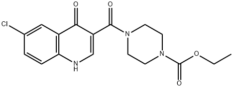 ethyl 4-[(6-chloro-4-oxo-1,4-dihydroquinolin-3-yl)carbonyl]piperazine-1-carboxylate 구조식 이미지