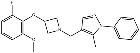 4-((3-(2-Fluoro-6-methoxyphenoxy)azetidin-1-yl)methyl)-5-methyl-1-phenyl-1H-pyrazole 구조식 이미지