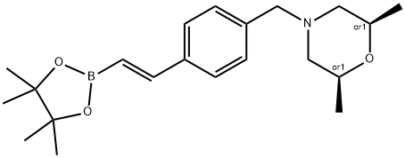 cis-2,6-dimethyl-4-({4-[(E)-2-(tetramethyl-1,3,2-dioxaborolan-2-yl)ethenyl]phenyl}methyl)morpholine Structure