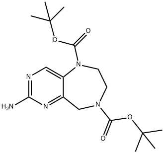 2-Amino-6,7-Dihydro-9H-Pyrimido[5,4-E][1,4]Diazepine-5,8-Dicarboxylic Acid Di-Tert-Butyl Ester Structure