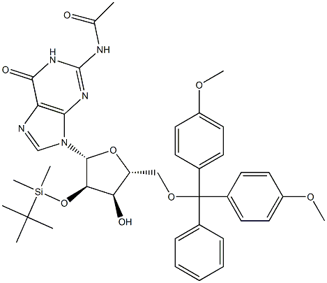 N-Acetyl-5'-O-[bis(4-methoxyphenyl)phenylmethyl]-2'-O-[(1,1-dimethylethyl)dimethylsilyl]guanosine Structure