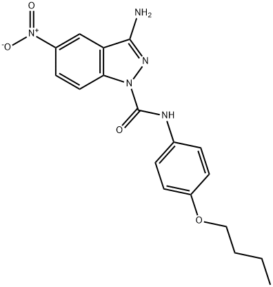 3-Amino-N-(4-butoxyphenyl)-5-nitro-1H-indazole-1-carboxamide Structure