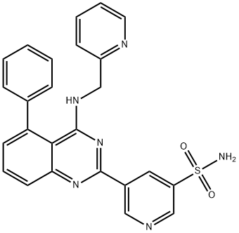 5-(5-phenyl-4-((pyridin-2-ylmethyl)amino)quinazolin-2-yl)pyridine-3-sulfonamide Structure