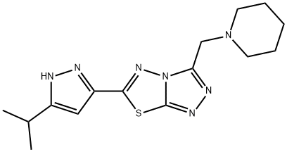 6-(5-isopropyl-1H-pyrazol-3-yl)-3-(1-piperidinylmethyl)[1,2,4]triazolo[3,4-b][1,3,4]thiadiazole 구조식 이미지