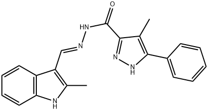 4-methyl-N'-[(E)-(2-methyl-1H-indol-3-yl)methylidene]-3-phenyl-1H-pyrazole-5-carbohydrazide Structure