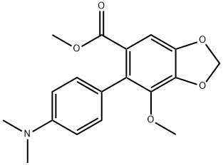 6-(4-Dimethylamino-phenyl)-7-methoxy-benzo[1,3]dioxole-5-carboxylic acid methyl ester 구조식 이미지