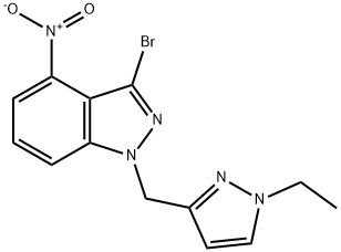 3-bromo-1-( (1-ethyl-1H-pyrazol-3-yl)methyl)-4-nitro-1H-indazole Structure